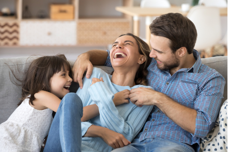 Happy Family in Living Room