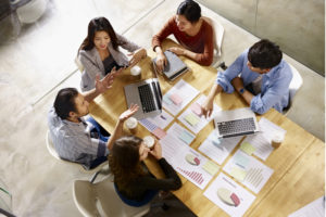 Group working in small office